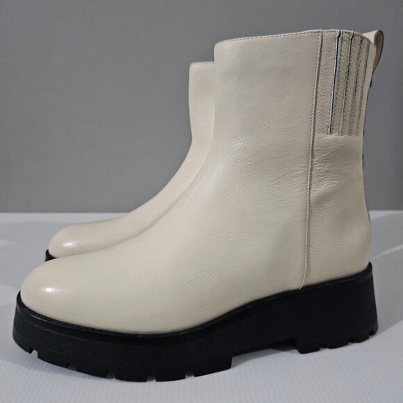 NEW Vince Camuto Neframes Ankle Boot Women 10 Cream Leather Chunky Sole Platform - Picture 1 of 16